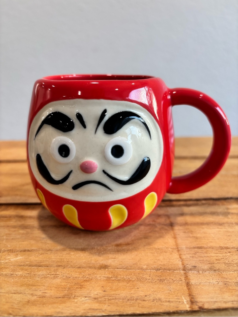 Authentic Japanese Mino Ware Red Daruma Lucky Good Fortune Ceramic 9.5oz Mug